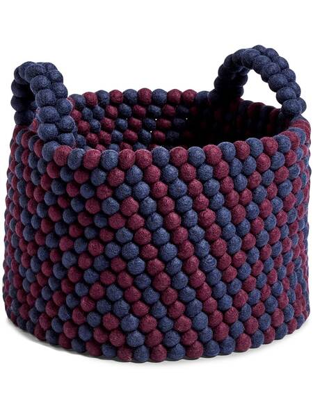 Hay Bead Wool Basket - Red 