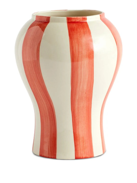  Hay Sobremesa Striped Ceramic Vase (19cm) - Red 