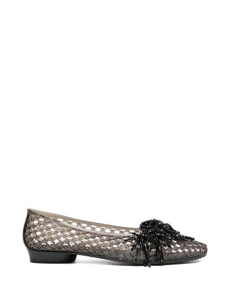  Heavenly Jelly Beaded Tassel Ballet Flats - Black 