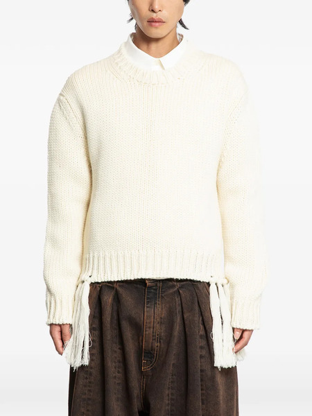  Hed Mayner Fringed Wool Sweater - Neutrals 