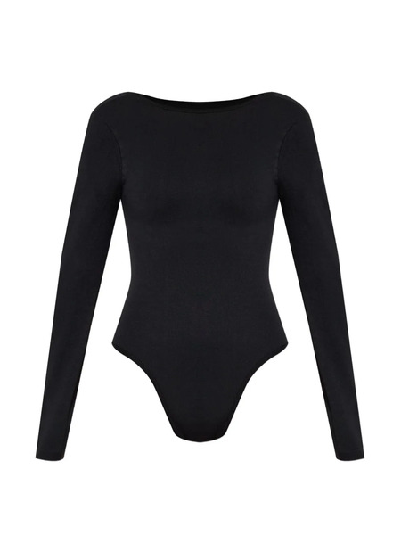  Heist Long-sleeve Open-back Bodysuit - Black 