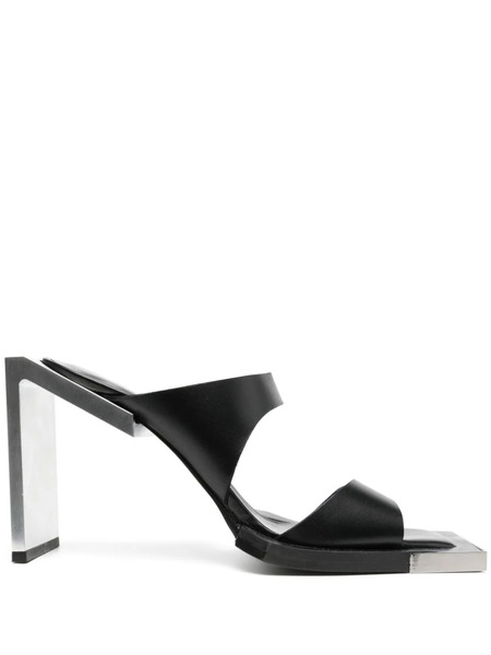  Heliot Emil 100mm Square-open Toe Leather Sandals - Black 