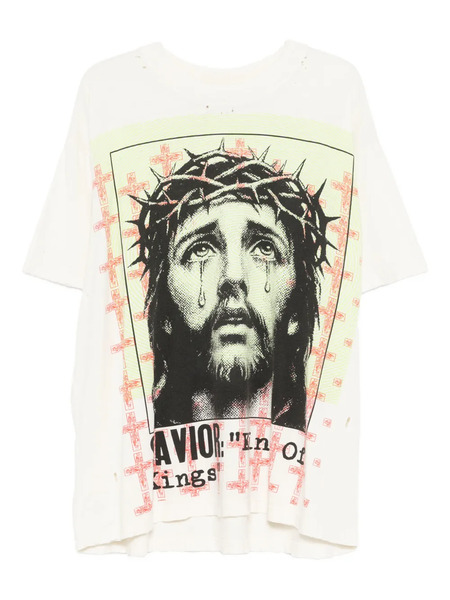  Hellstar Distressed Graphic-print T-shirt - White 