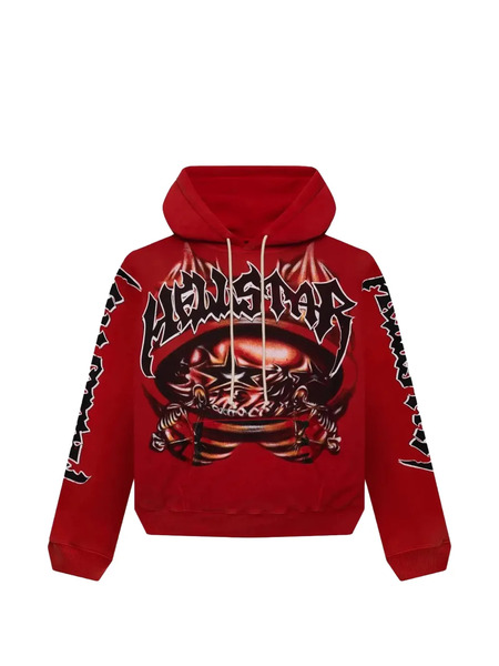  Hellstar Graphic Hooded T-shirt - Red 