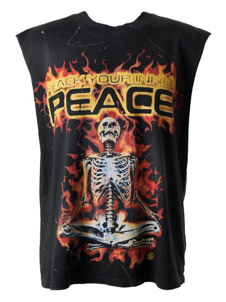  Hellstar Inner Peace Skeleton Distressed Graphic Vest - Black 