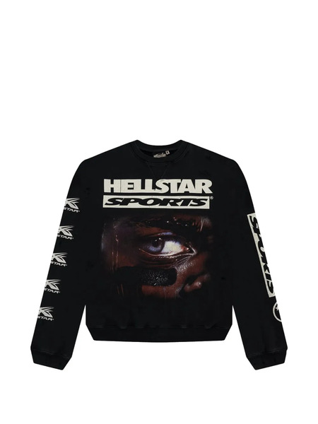  Hellstar Printed Crewneck Longsleeve Sweatshirt - Black 