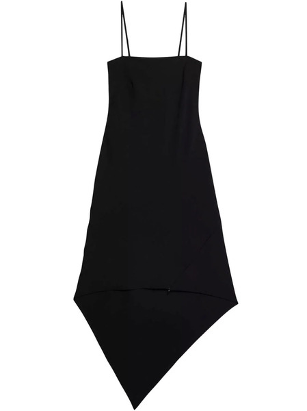  Helmut Lang Asymmetric Virgin Wool Midi Dress - Black 