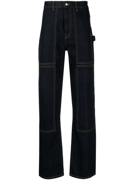  Helmut Lang Contrast-stitching Straight-leg Jeans - Blue 