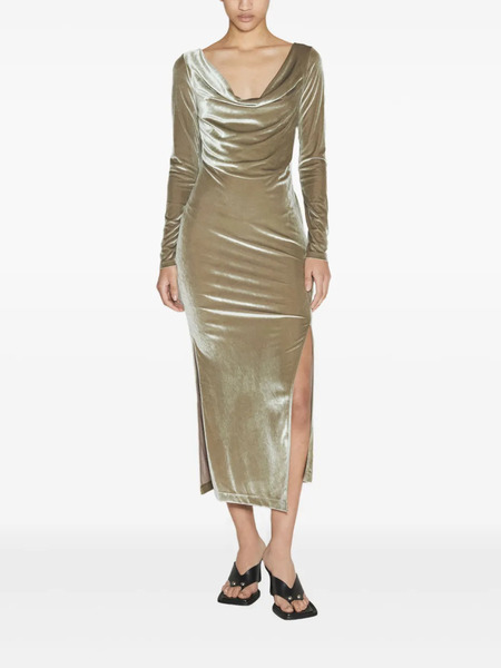  Helmut Lang Cowl-neck Side-split Midi Dress - Green 