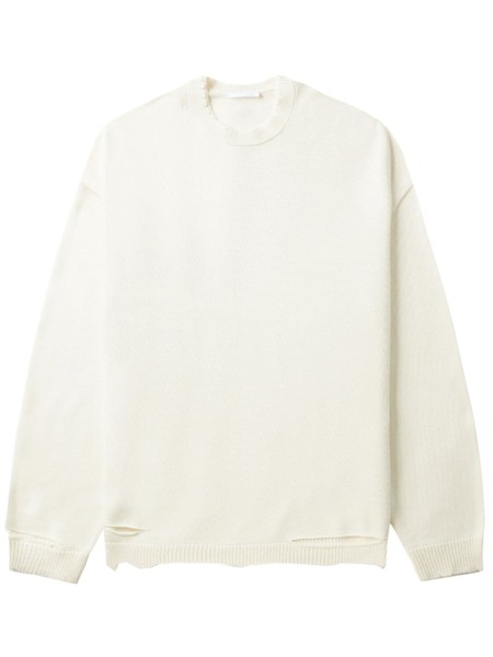  Helmut Lang Distressed-effect Ribbed Jumper - White 