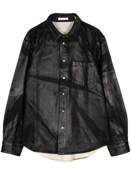  Helmut Lang Foil-print Denim Shirt Jacket - Black 