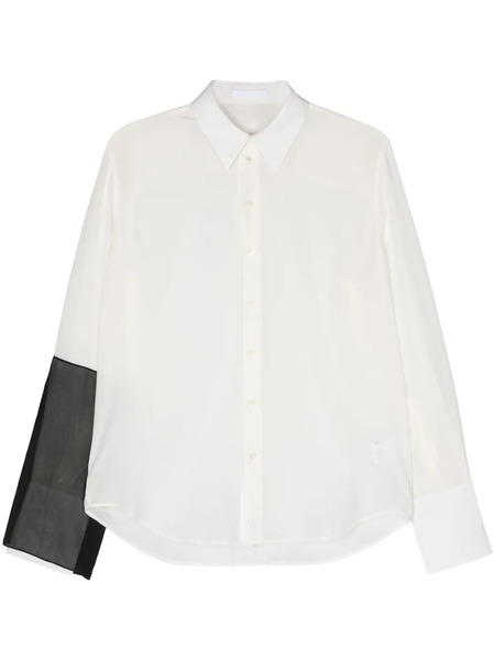  Helmut Lang Logo-embroidered Silk Shirt - White 