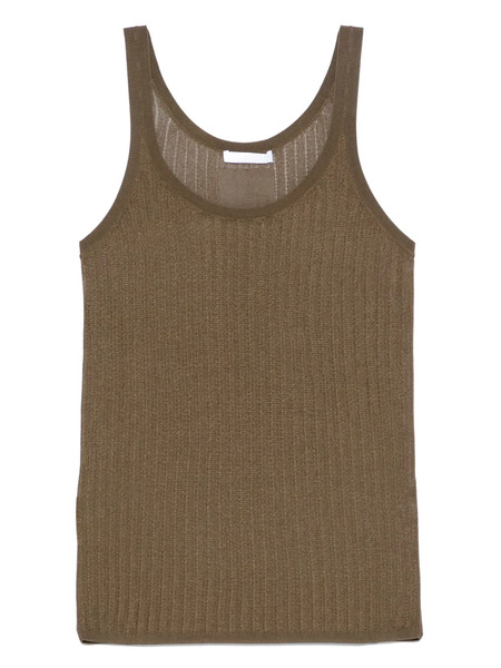  Helmut Lang Pointelle Ribbed Tank Top - Green 