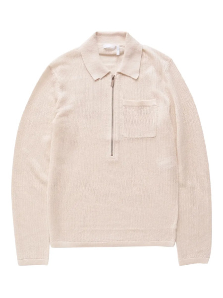  Helmut Lang Zip Long-sleeve Polo Sweater - Neutrals 