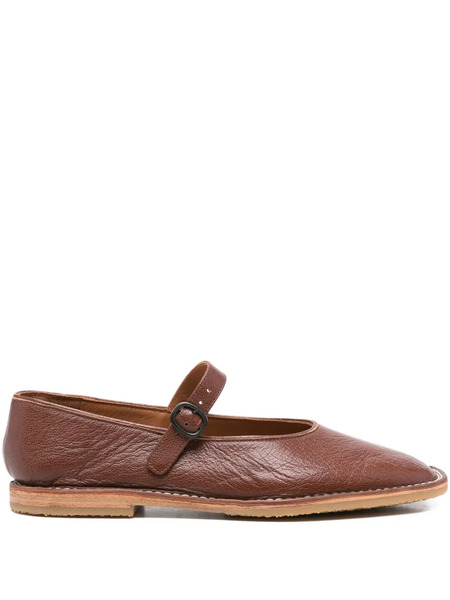  Hereu Brava Buckle-strap Leather Flat Pumps - Brown 