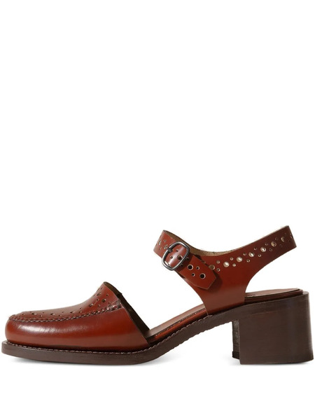  Hereu 50mm Picada Buckle-fastening Perforated Pumps - Brown 