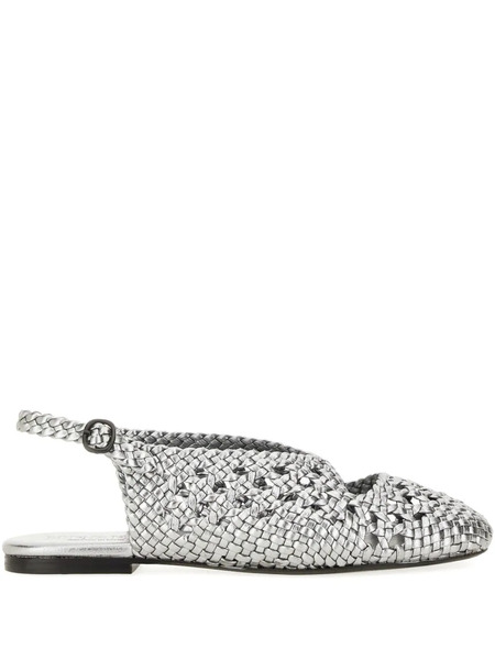  Hereu Woven Strap Ballet Flats - Silver 