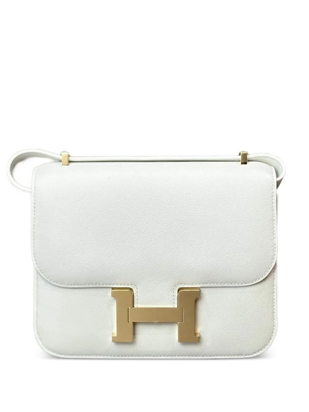  Hermès Pre-owned 2024 Constance 18 Mini Miroir Veau Swift-leather Gold-hardware Shoulder Bag - White 