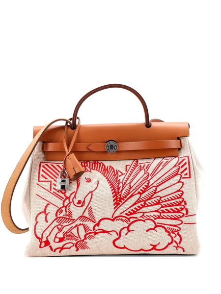 Hermès Pre-owned Herbag Zip Pegase Pop Toile And Leather 31 Shoulder Bag - Brown 