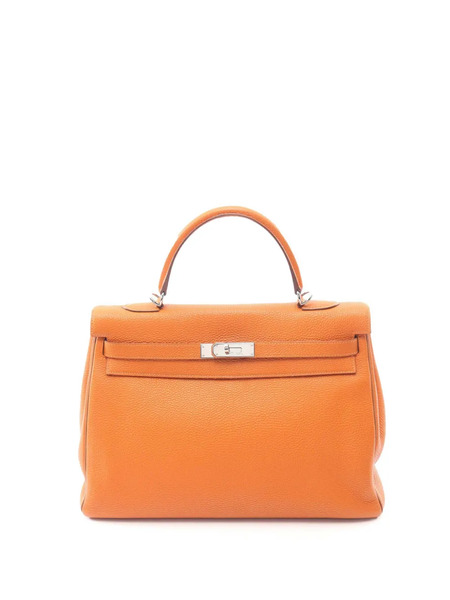  Hermès Pre-owned 2005 Hermes Kelly 35 Togo Leather Leather Togo Leather Orange Brown Gold Potiron Orange Used Women Handbag 