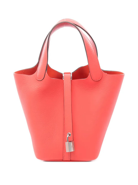 Hermès Pre-owned 2022 Pm Picotin Lock Leather Bucket Bag - Red 