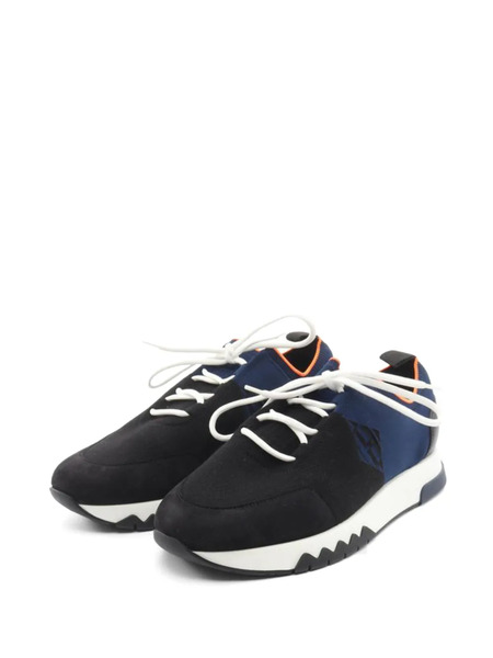  Hermès Pre-owned 2010s Knit Fabric Suede Sneakers - Black 