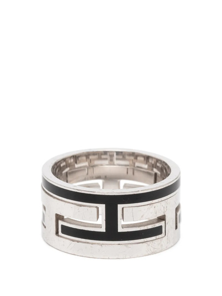  Hermès Pre-owned 2000-2020 Sterling Silver And Enamel Move H Ring - Black 