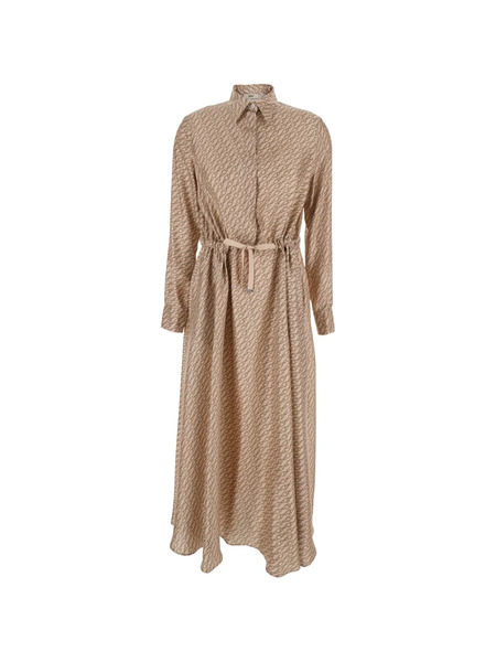  Herno Belt Patterned Midi Shirt Dress - Neutrals 