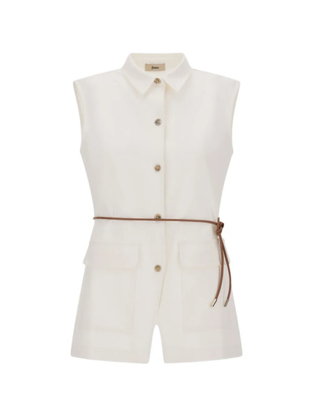  Herno Button Belted Waistcoat - White 