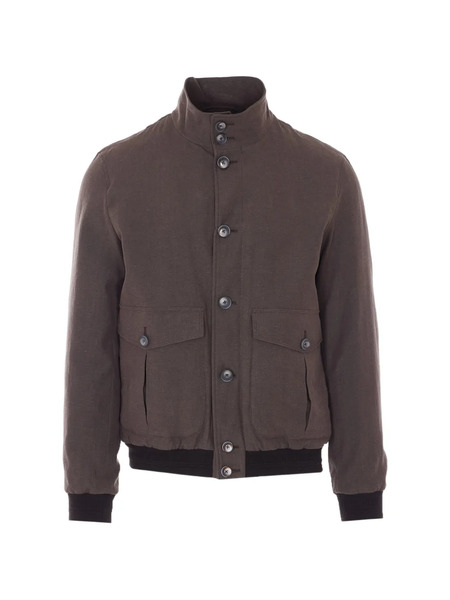  Herno Buttoned High Neck Bomber Jacket - Brown 