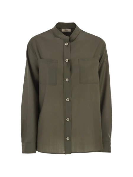  Herno Chest-pocket Mandarin-collar Shirt - Green 