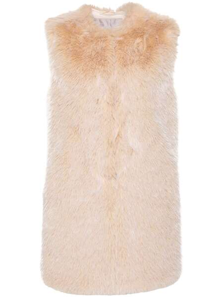  Herno Collarless Faux-fur Gilet - Neutrals 