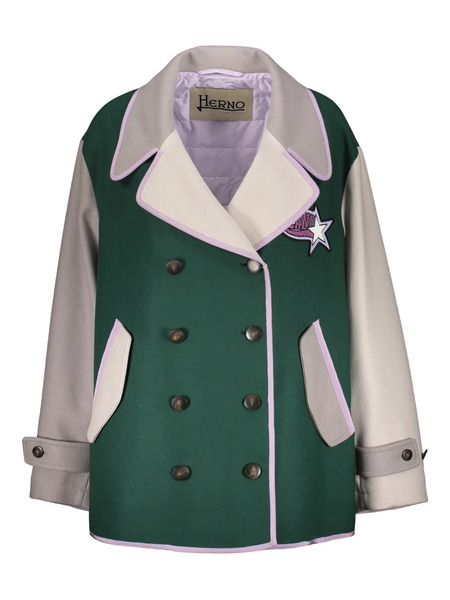  Herno Double-breasted Wide-collar Jacket - Green 