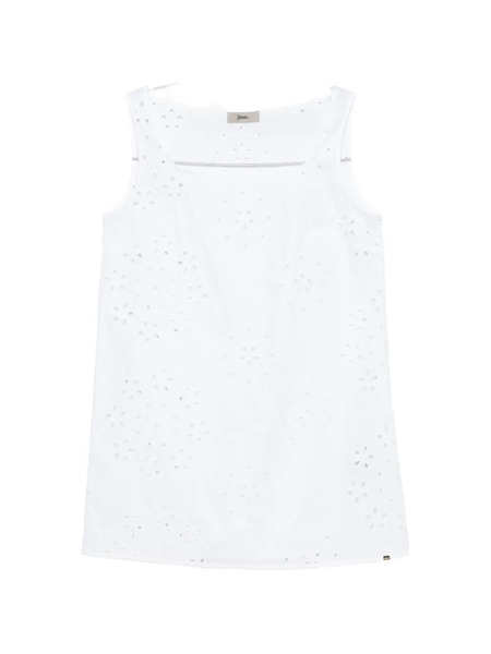  Herno Eyelet Square-neck Top - White 
