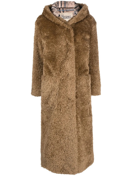  Herno Faux-fur Hooded Coat - Brown 