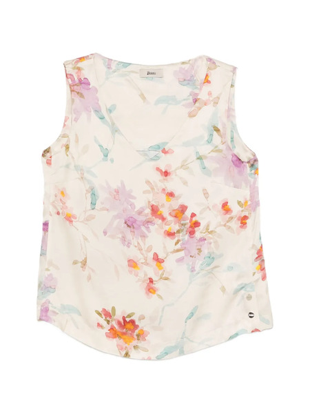  Herno Floral-pattern V-neck Top - Neutrals 