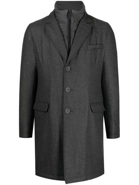  Herno Hybrid High-neck Single-breasted Coat - Grey 