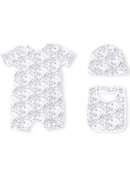  Herno Kids Fish-print Baby Set - White 