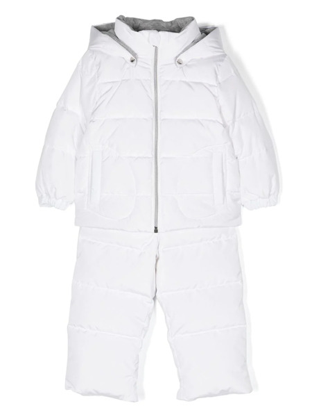  Herno Kids Hooded Padded Snowsuit Set - White 