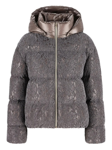  Herno Kids Lace-paneled Puffer Jacket - Grey 