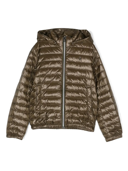  Herno Kids Logo-detail Hooded Padded Jacket - Green 