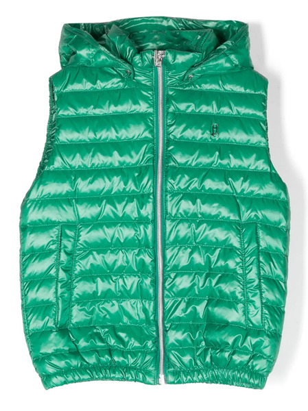  Herno Kids Logo-plaque Hooded Vest - Green 