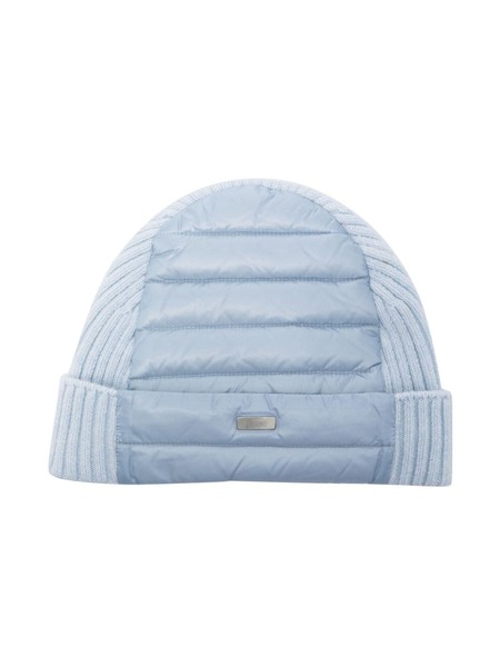  Herno Kids Quilted Knitted Panelled Beanie - Blue 