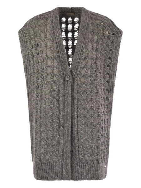  Herno Open-work Sleeveless Cardigan - Grey 
