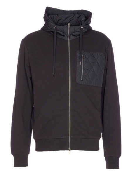  Herno Quilted-panel Zip-up Sweatshirt - Black 
