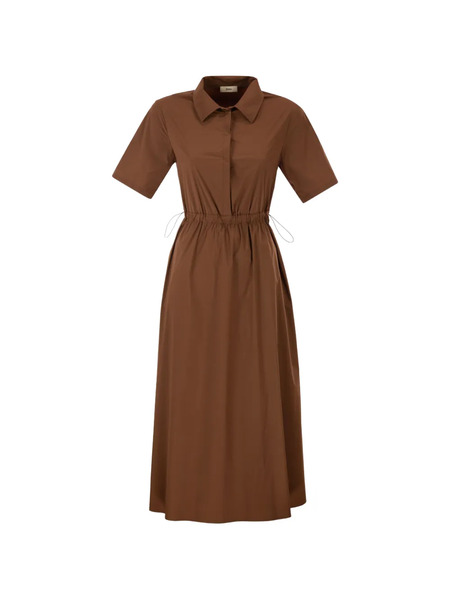  Herno Shirt-collar Drawstring Dress - Brown 