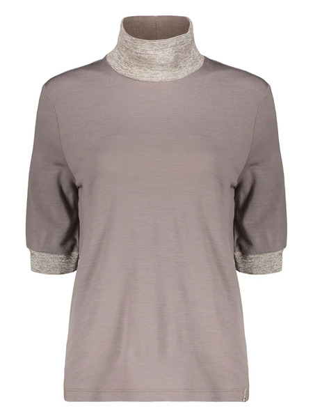  Herno Short-sleeve Mock-neck Top - Brown 
