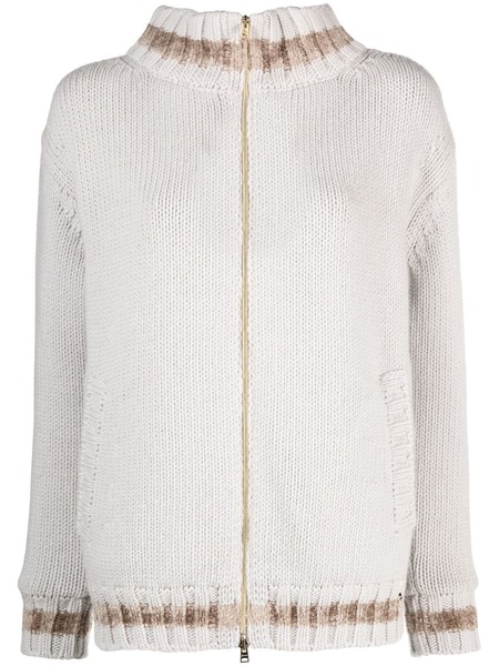  Herno Striped Wool Cardigan - Grey 