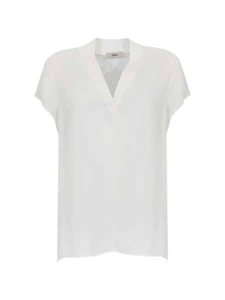  Herno V-neck Short-sleeve Blouse - White 