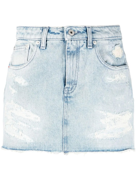 Heron Preston Distressed Denim Skirt - Blue 